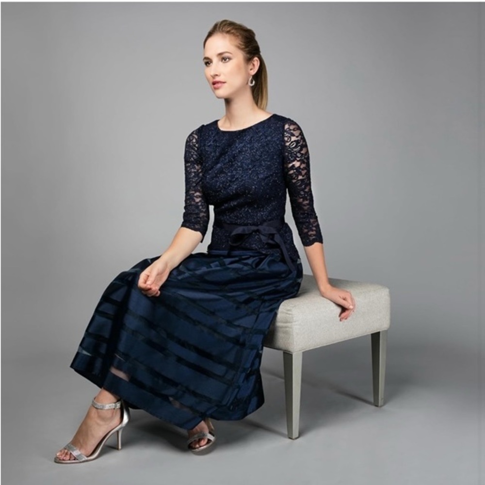 Alex Evenings Midnight Blue Lace Midi Dress